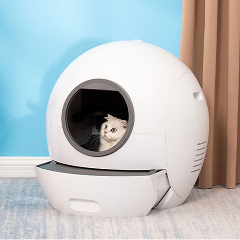 Cute Cat Litter Box Automatic Robot Cover Plastic Hidden Cat Litter Tray Toilet Low Entry Round Arenero Gato Pet Products